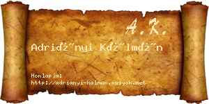 Adriányi Kálmán névjegykártya